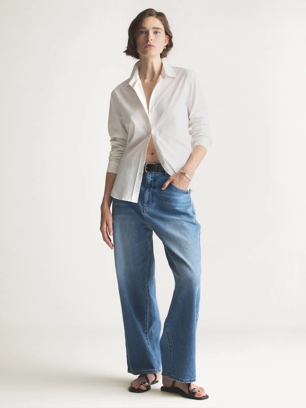 100% Organic Cotton Poplin Long Sleeve Shirt White Large - Picture 13 of 13